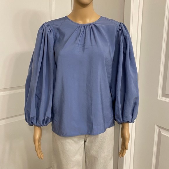 Express Balloon Sleeve Blouse. Blue. S/P. - Picture 6 of 11